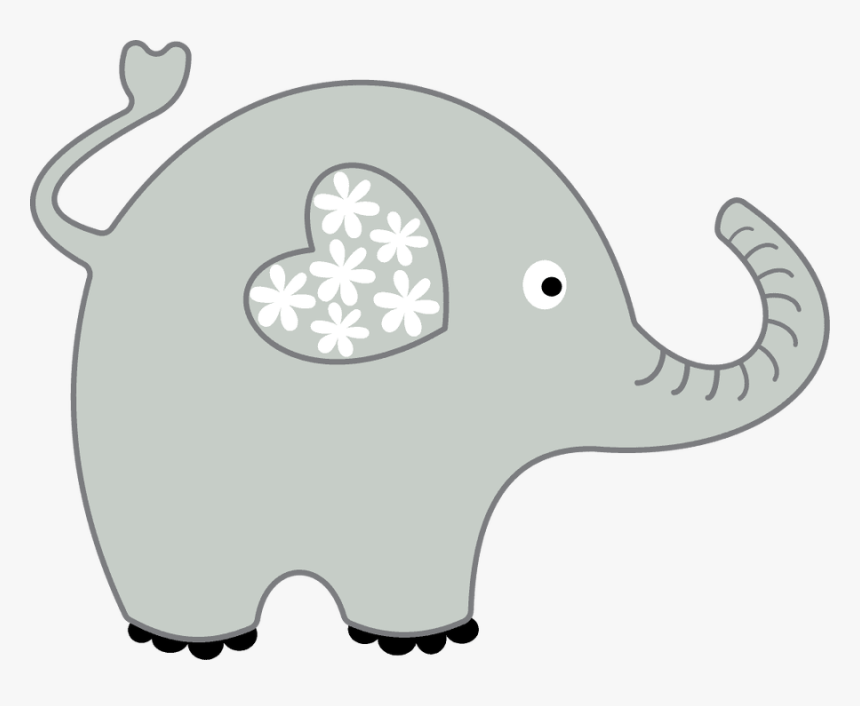 Transparent Baby Shower Elephant Png - Elephant With Heart Ear, Png Download