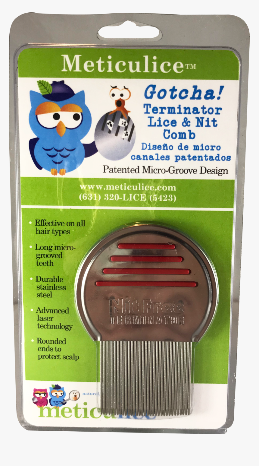 Meticulice Gotcha Terminator Lice & Nit Comb - Brush, HD Png Download