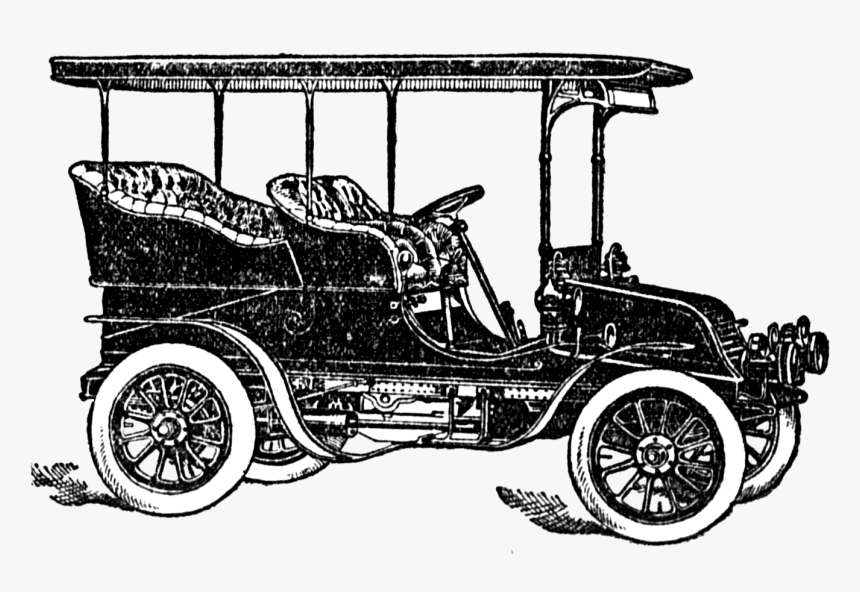 Classic Car Clipart - Vintage Car Clip Art Black And White, HD Png Download