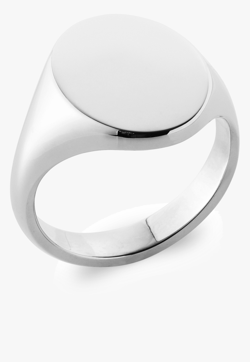 18ct White Gold Signet Ring, Oxford Oval - Ring, HD Png Download
