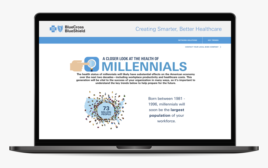 Image Of Millennial Health Infographic On Laptop - Typing, HD Png Download