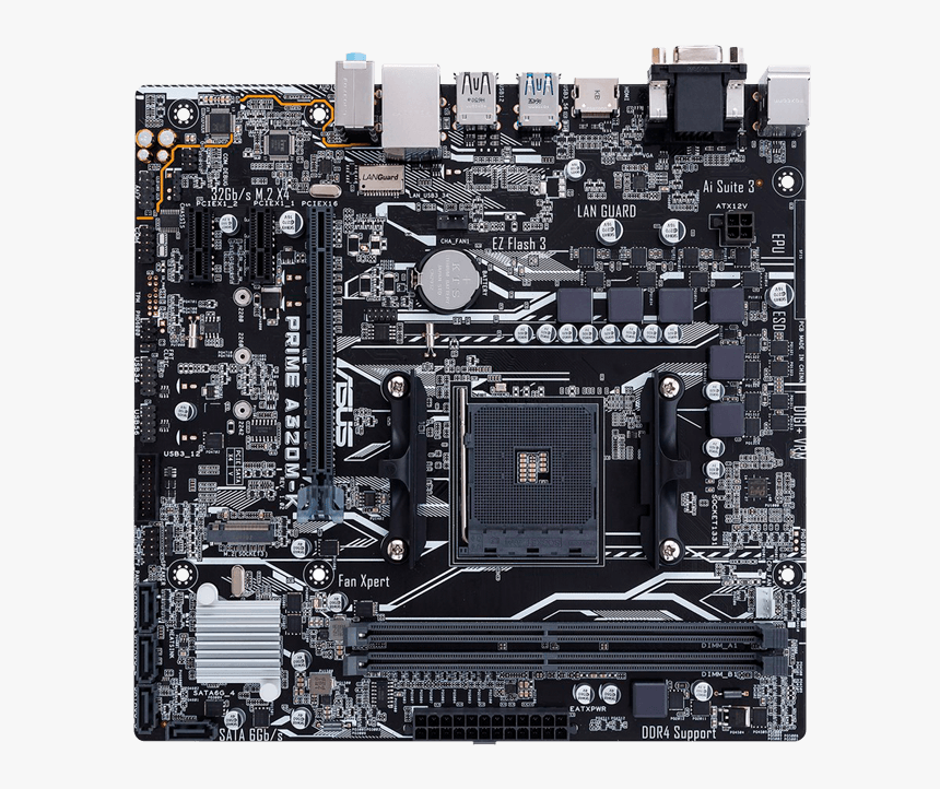 Motherboard Png Transparent Image - Motherboard Asus Prime A320m K, Png Download