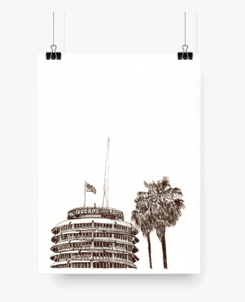 Capitol Records Building, Hollywood - Monochrome, HD Png Download