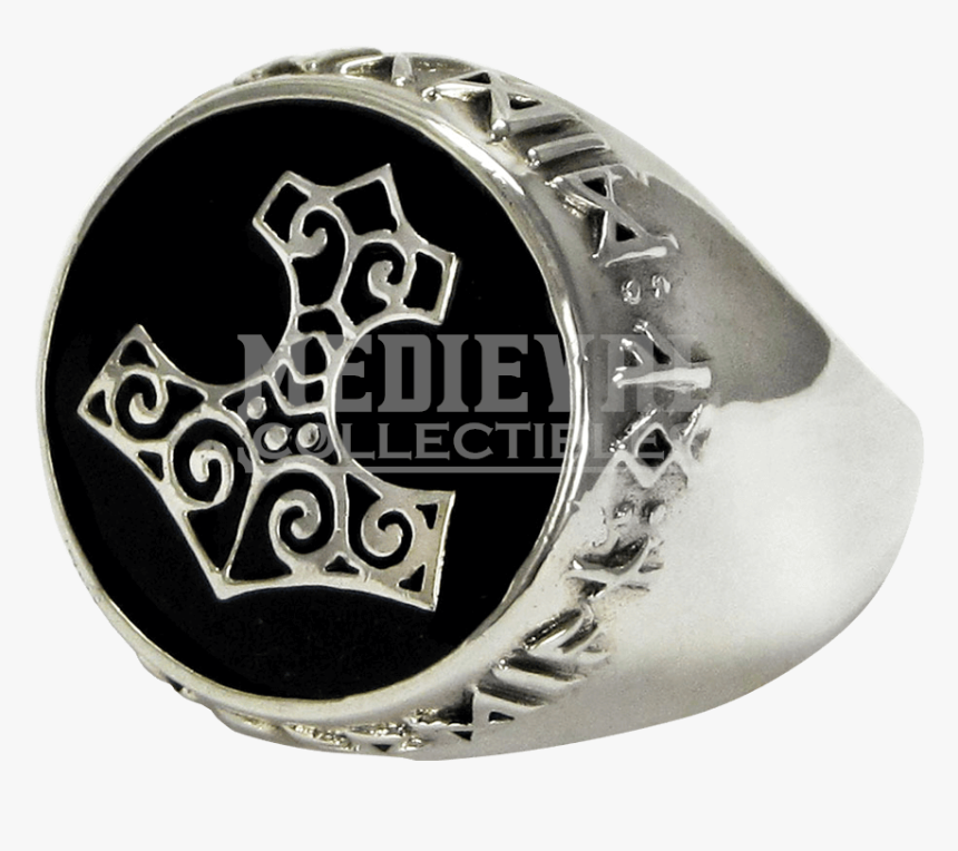 Sterling Silver Thors Hammer Signet Ring - Thor's Hammer Signet Ring, HD Png Download