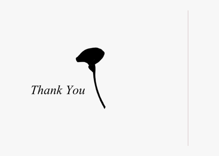 Thank You With Flower Png Black And White - Silhouette, Transparent Png