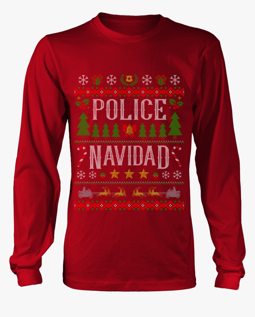 Police Navidad Ugly Christmas Shirts And Sweaters - Long-sleeved T-shirt, HD Png Download