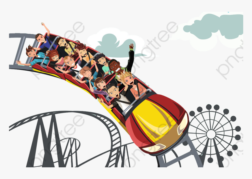 Transparent Roller Coaster Clip Art - People Riding On A Roller Coaster Clipart, HD Png Download