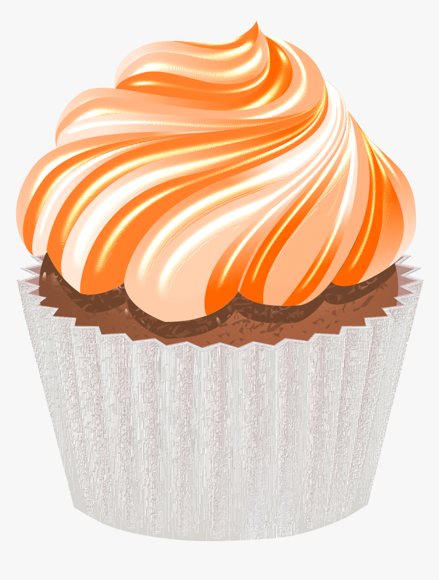 Transparent Muffins Clipart - Orange Frosting Cupcake Clipart, HD Png Download