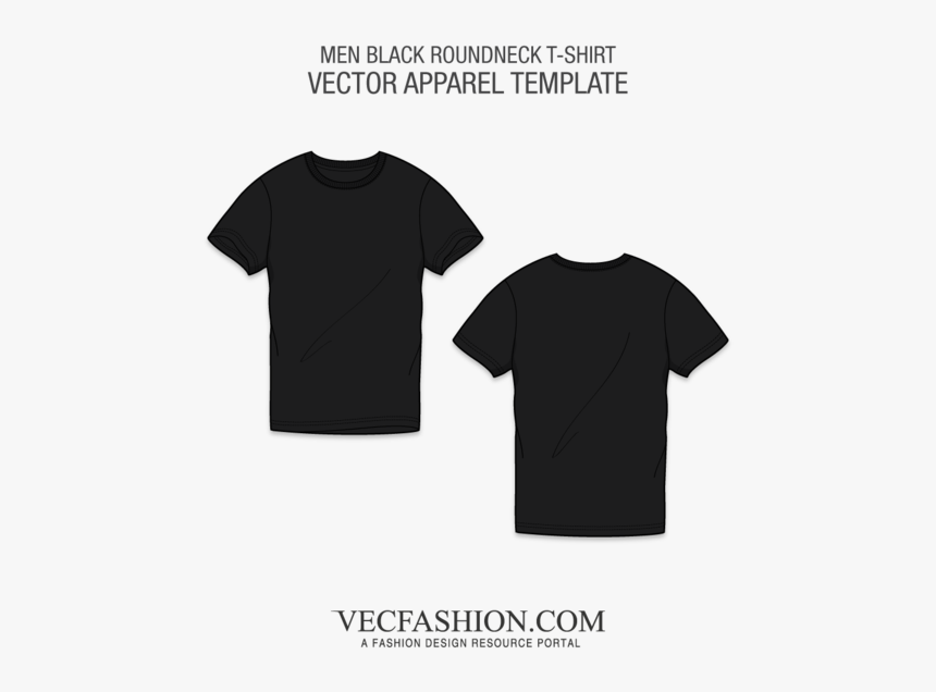 Black Round Neck T Shirt Short Sleeved 
 Class Lazyload - T Shirt Vector Black, HD Png Download