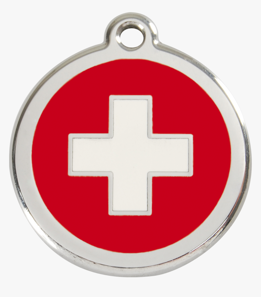 Red Dingo Stainless Steel & Enamel Swiss Cross Dog - Large Pet Tag Red, HD Png Download