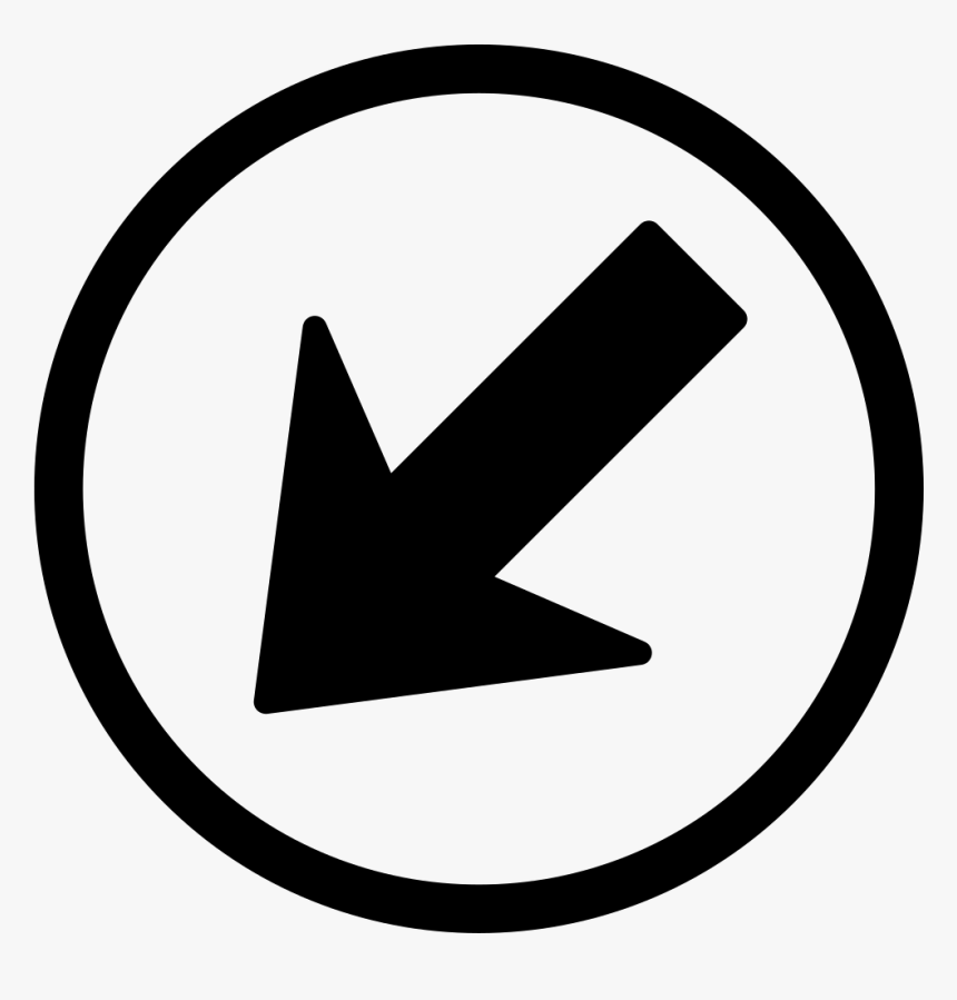 Navigational Arrow Pointing Down Left In A Circle - Circle, HD Png Download