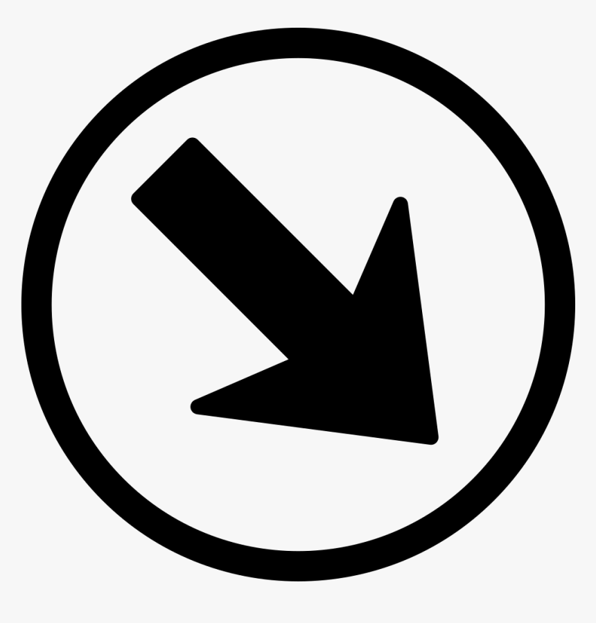 Arrow Pointing Down Right In A Circle - Circle, HD Png Download
