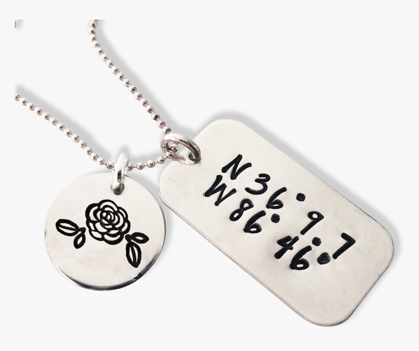 Sterling Mini Dog Tag Coordinate Necklace - Locket, HD Png Download