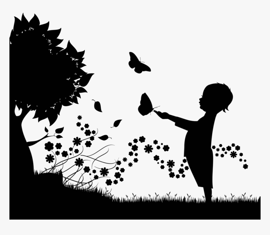Visual Arts,art,silhouette - Tree Child Silhouette, HD Png Download