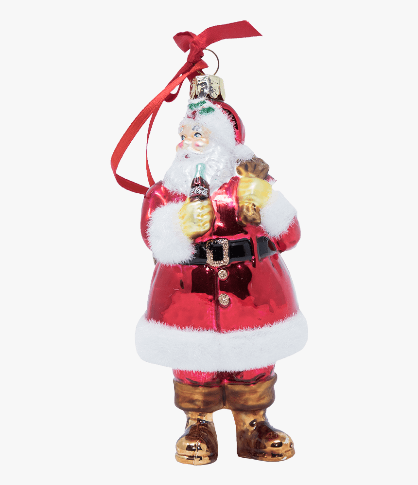 Coca Cola Santa W/sack Glass Ornament 
 Title Coca - Santa Claus, HD Png Download