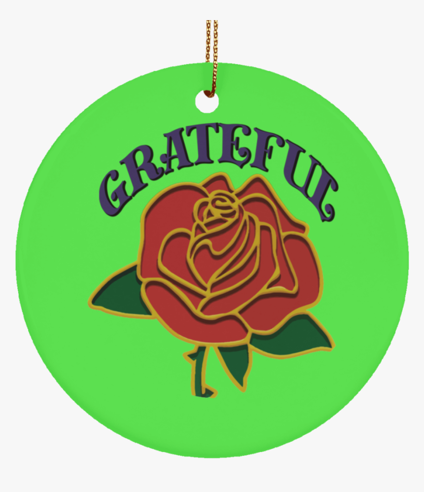 Grateful Red Rose Ceramic Circle Tree Ornament - Ham, HD Png Download