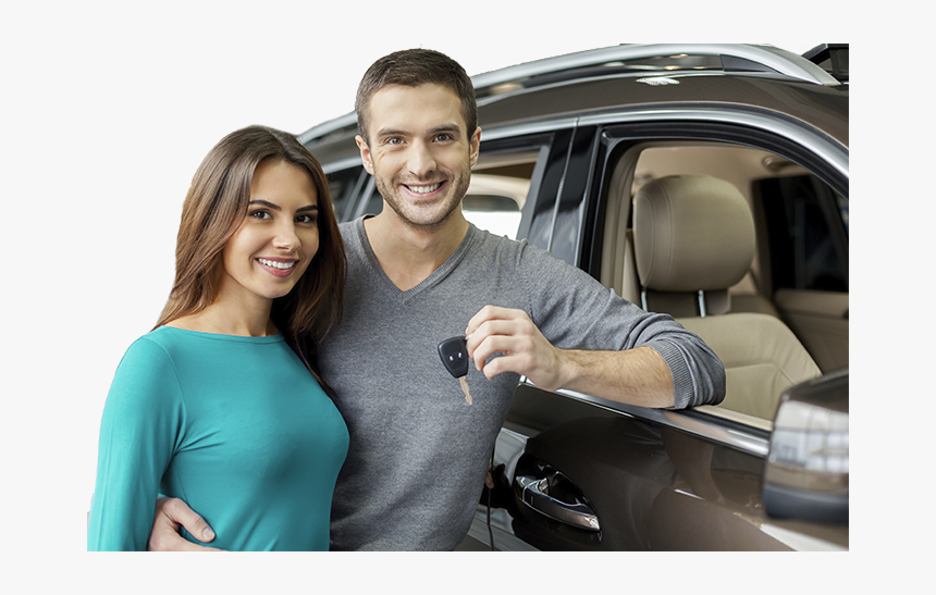 Young Couple With Car And Key - Man Car Key Png, Transparent Png