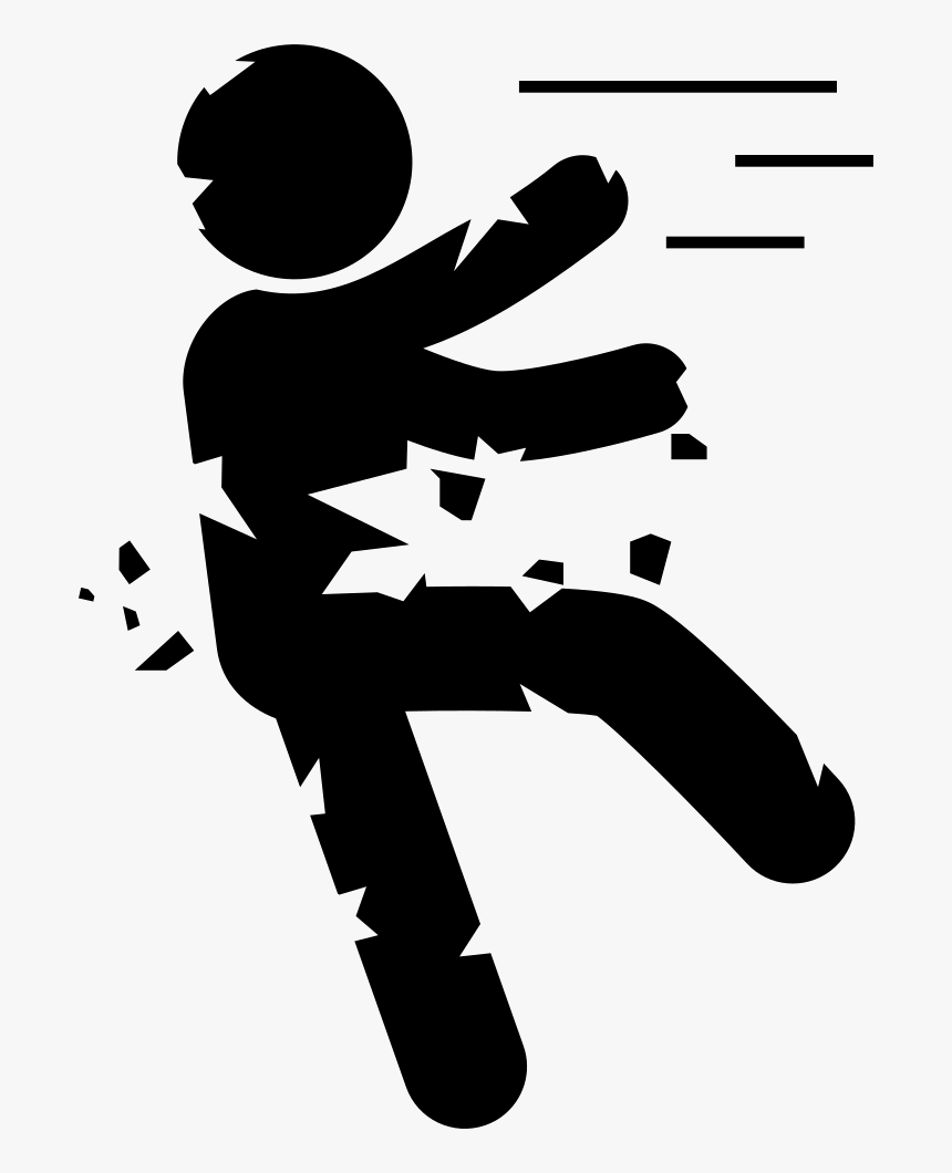 Zombie Cracking Falling Silhouette - Falling Person Silhouette Transparent, HD Png Download