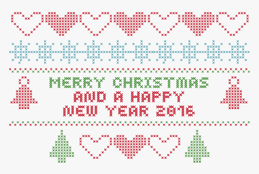 Merry Christmas Crochet Typography Clip Arts - Embroidery, HD Png Download