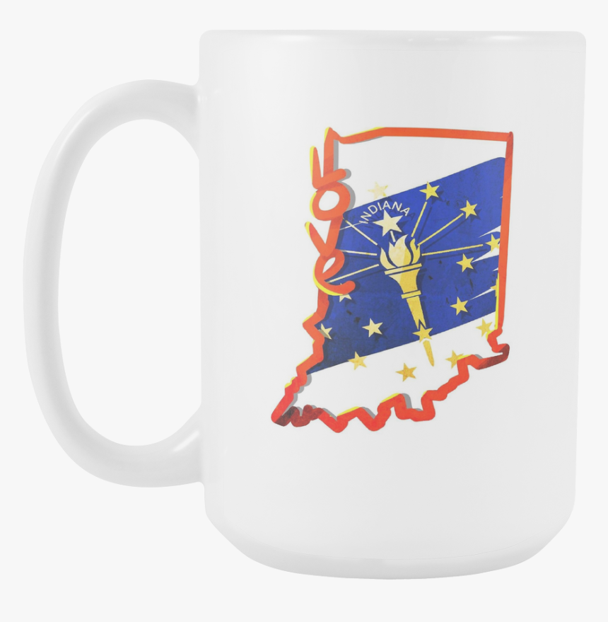 Love Indiana State Flag Map Outline 15oz Mug - Beer Stein, HD Png Download