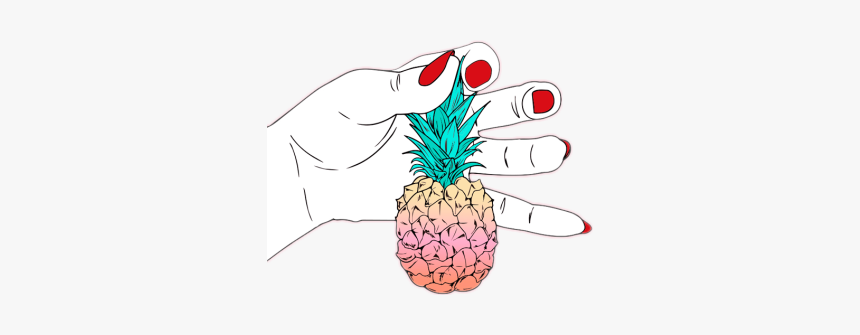 #pineapple #anana #piña - Pink Background Hand, HD Png Download