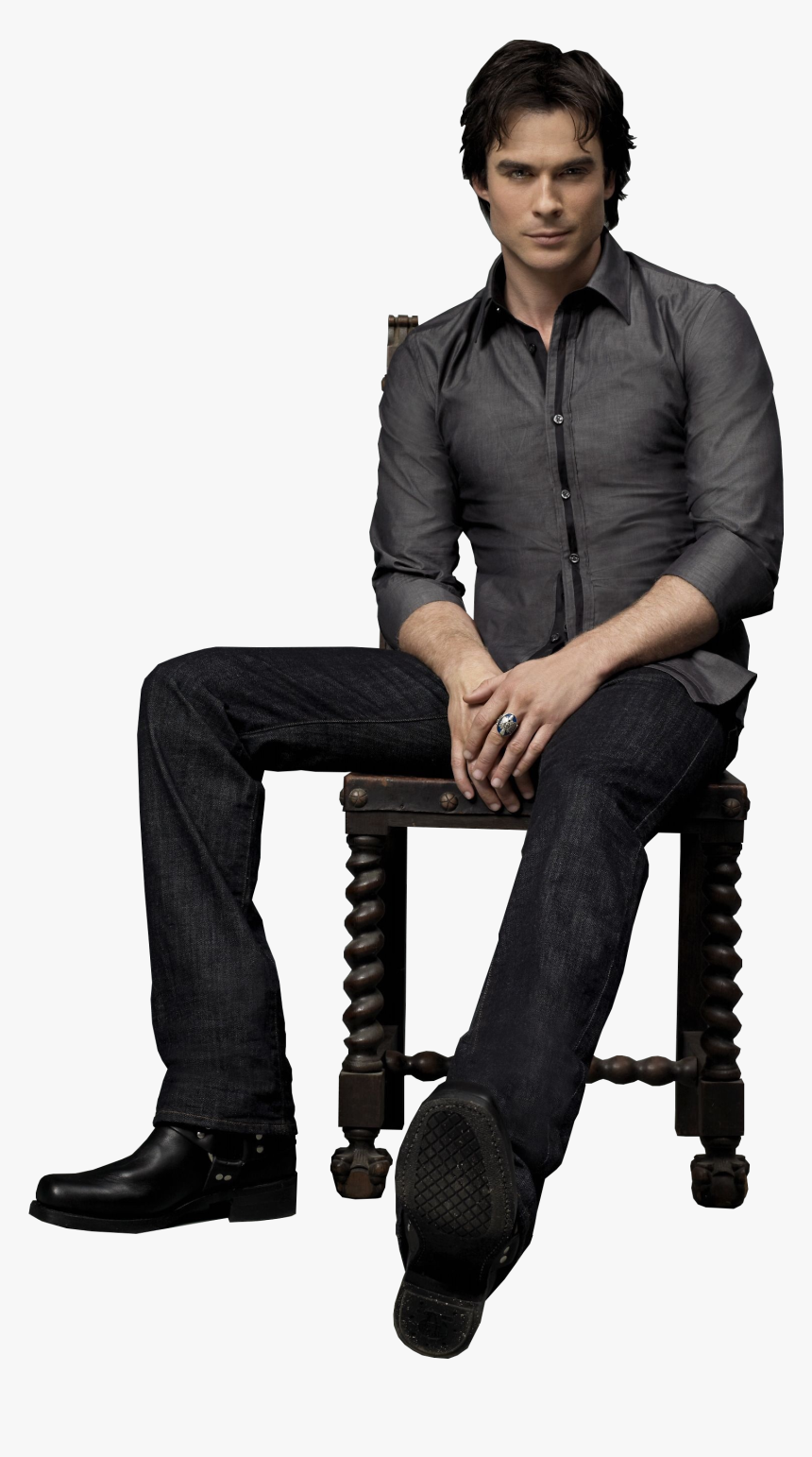 Damon Salvatore White Shirt Jeans, HD Png Download