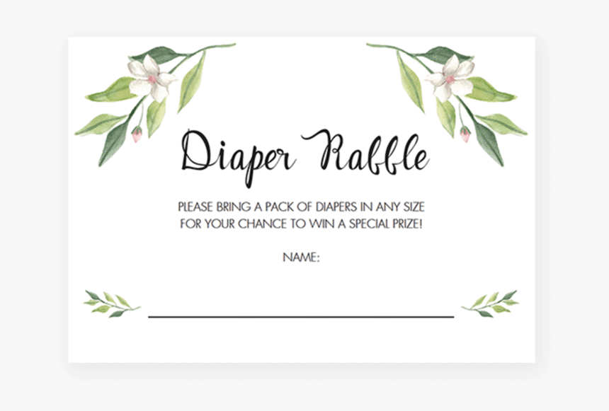 Green Foliage Baby Shower Diaper Raffle Tickets Printable - Diaper Raffle Tickets Template, HD Png Download