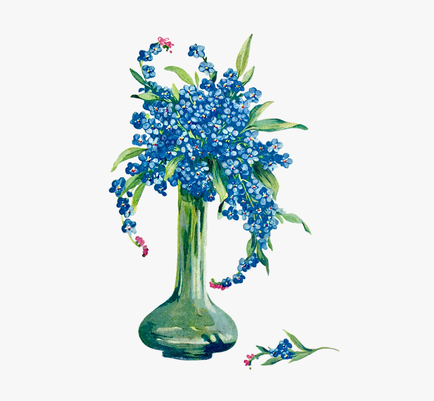 Flowers, Vase, Forget Me Not, Flower Vase, Old, Vintage - Bouquet, HD Png Download