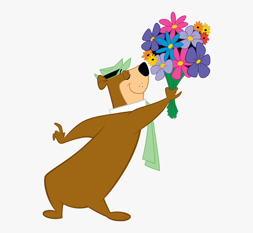 Transparent Yogi Bear Png - Yogi Bear With Flowers, Png Download