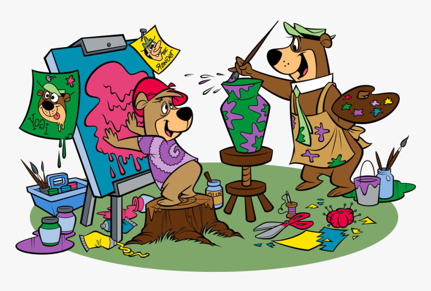 Yogi & Boo Boo Painting - Yogi Bear Painting, HD Png Download