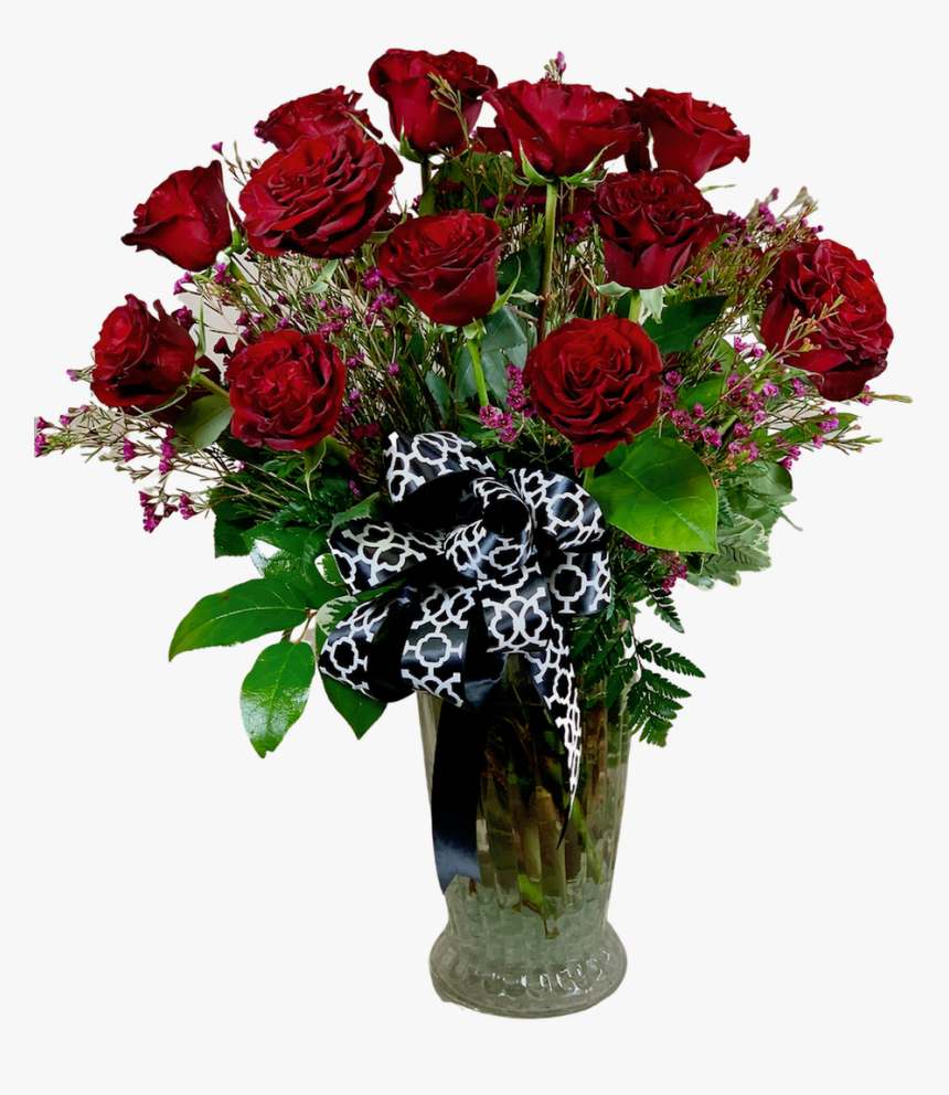 Arrangement Of Two Dozen Long-stemmed Roses With Fresh - Garden Roses, HD Png Download