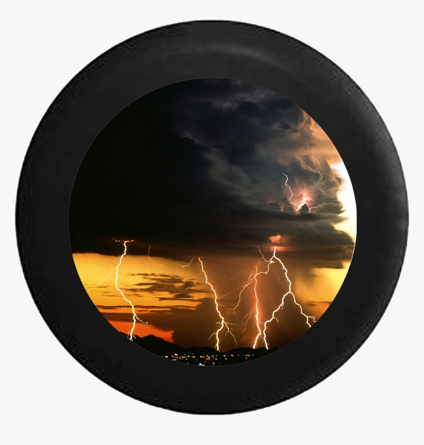 Thunder Storm Lightning Strikes Night Sky Jeep Camper - Cumulonimbus Clouds With Lightning, HD Png Download