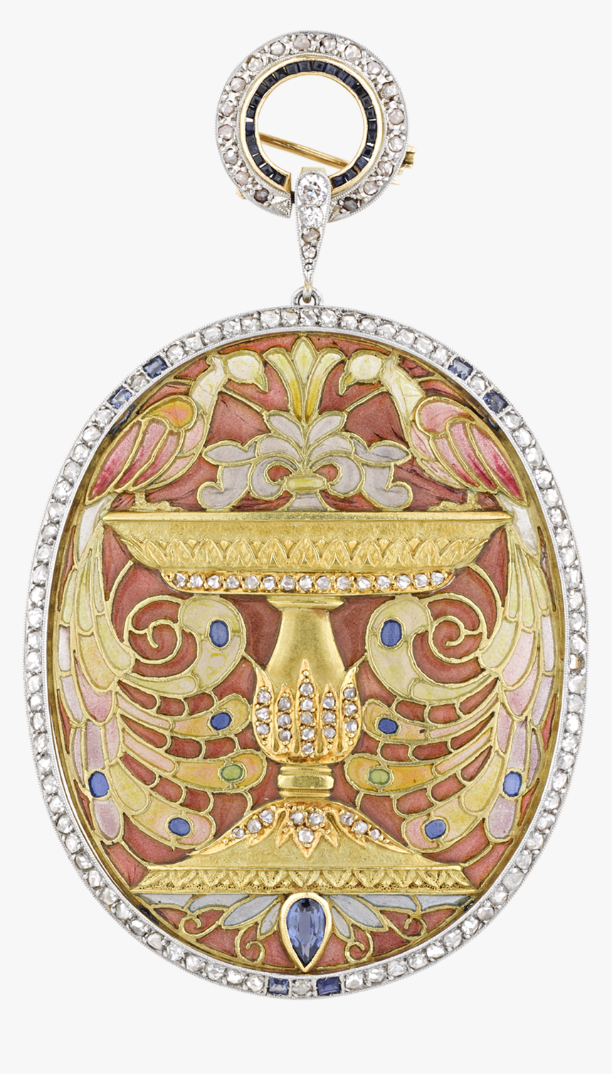 Masriera Art Nouveau Peacock Pendant Brooch - Om Amulet, HD Png Download
