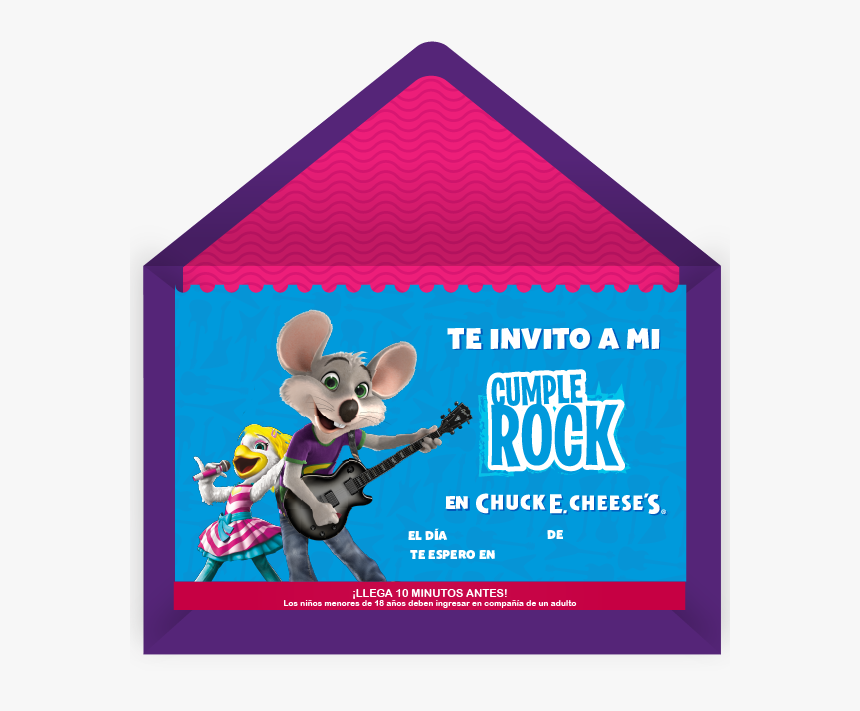 Descarga E Imprime - Chuck E Cheese Tarjeta, HD Png Download