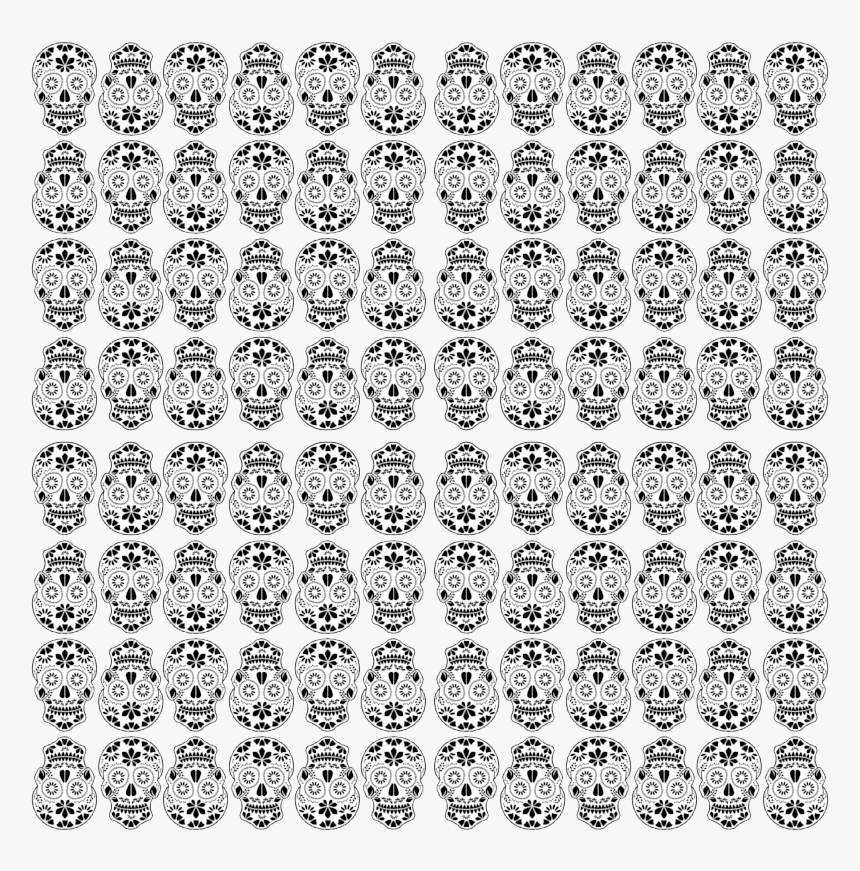 Transparent Day Of The Dead Skull Png - Skull Pattern Transparent, Png Download