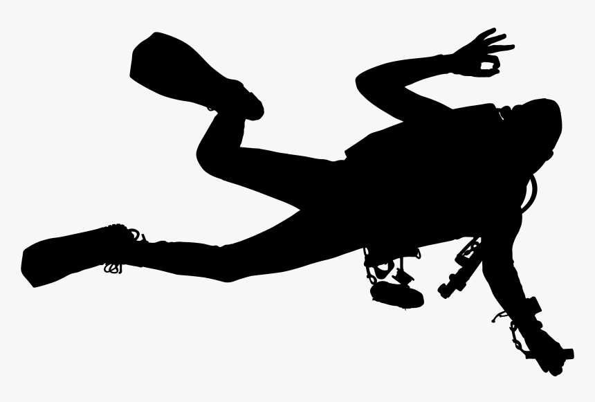 Scuba Diving Speargun Underwater Diving Spearfishing - Transparent Scuba Diver Silhouette, HD Png Download