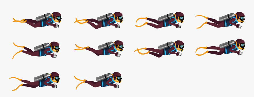 Sprites Mergulhador - Scuba Diver Sprite Sheet, HD Png Download