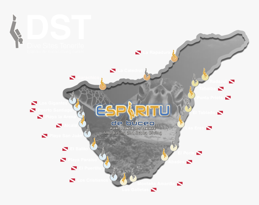 Dive Sites Map Tenerife, HD Png Download