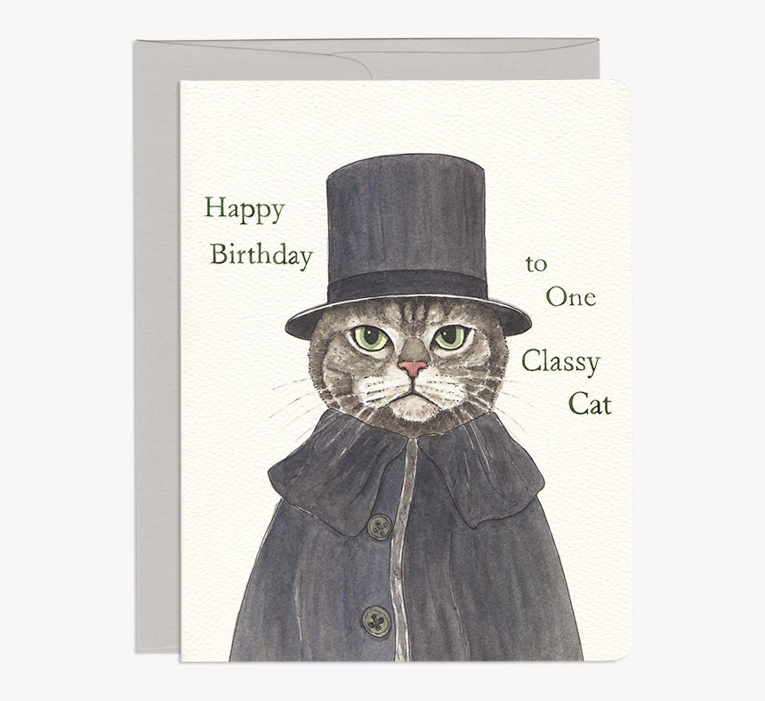 Shercat Holmes Cat In A Hat Birthday Greeting Card - Cat Birthday Card, HD Png Download