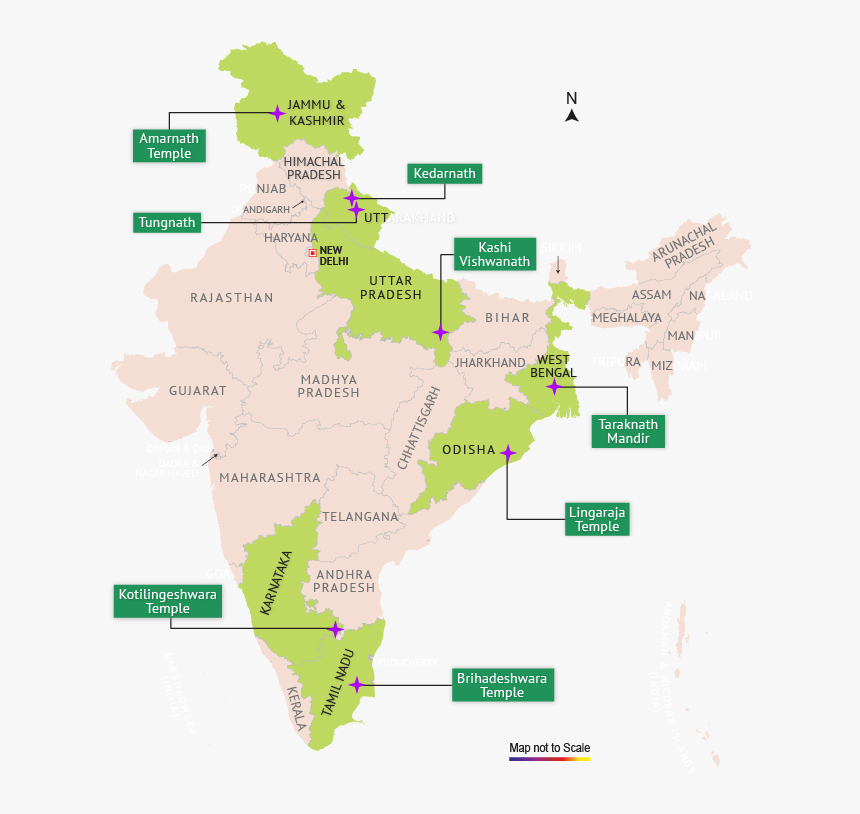 Temple In India On Map, HD Png Download