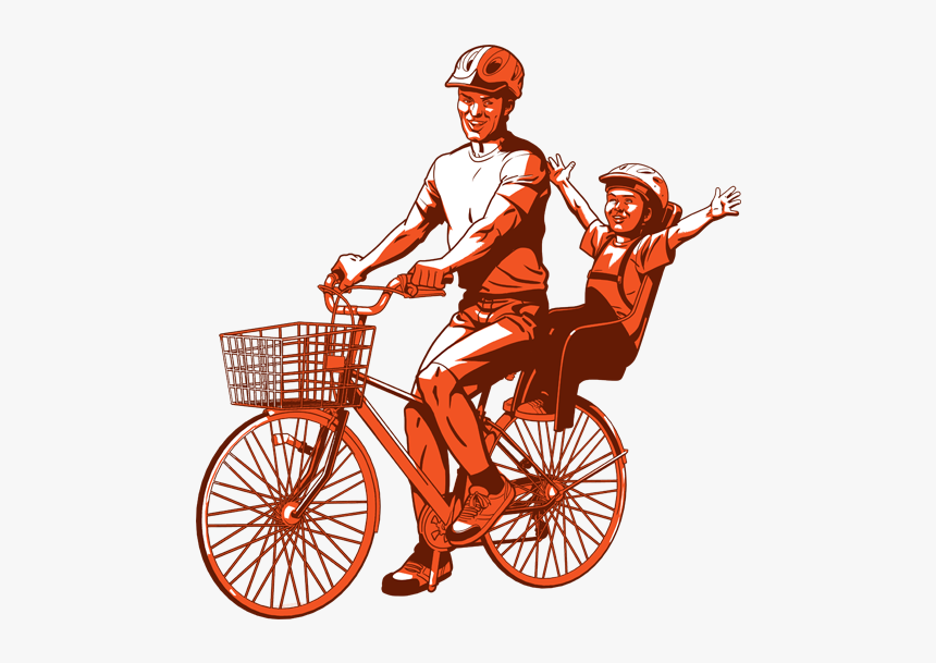 Dad And Child On Bicycle Png - Hybrid Bicycle, Transparent Png ...