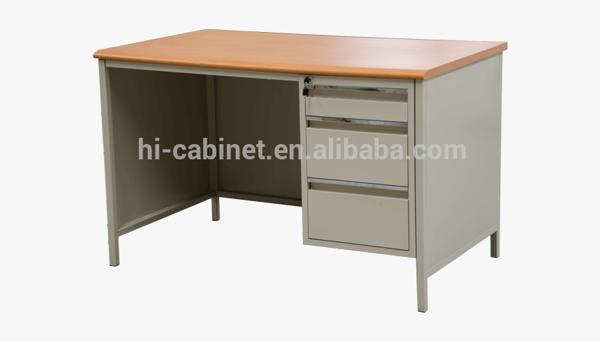 Office Desk Mdf Board Three Drawers Table School Wood-steel - Writing Desk, HD Png Download
