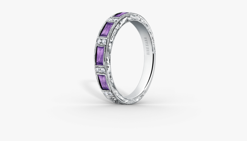 Kirk Kara Amethyst And Diamond Band - Engagement Ring, HD Png Download