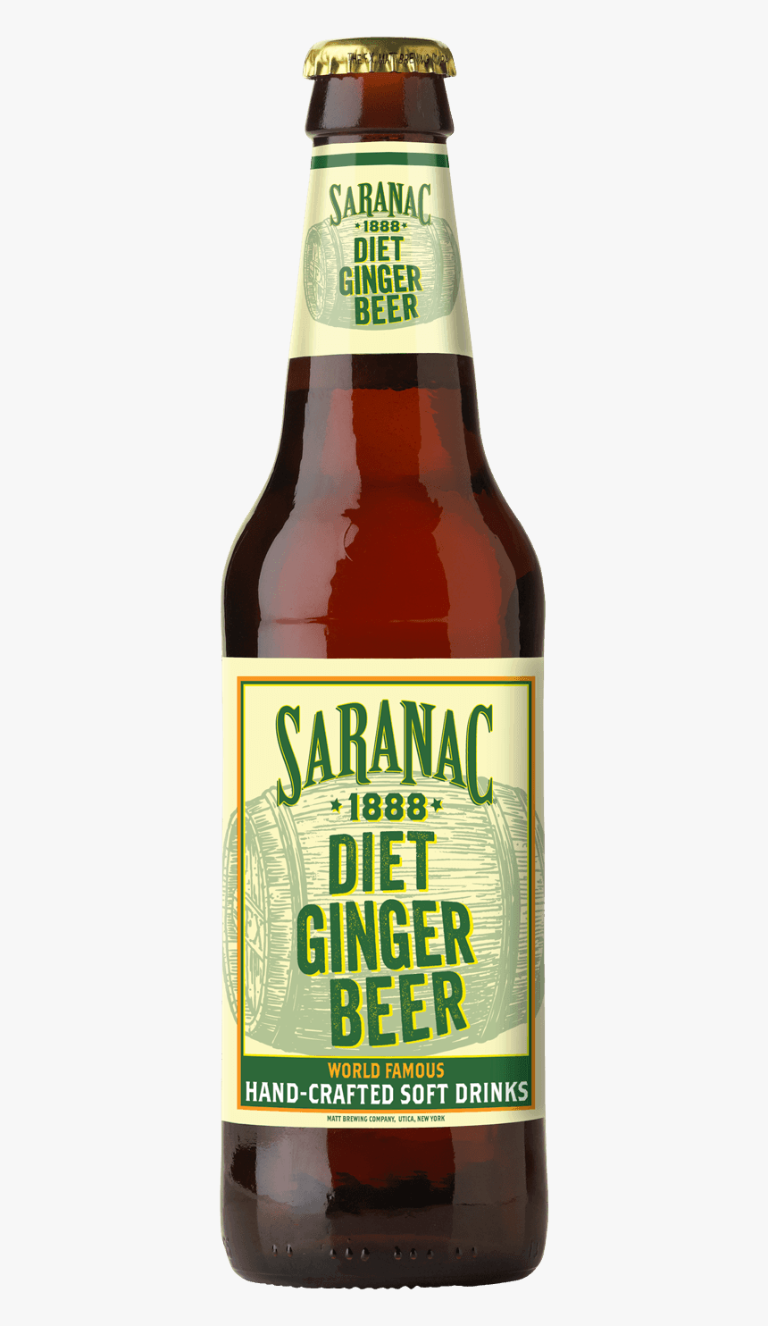 Saranac 1888 Diet Ginger Beer Bottle - Glass Bottle, HD Png Download