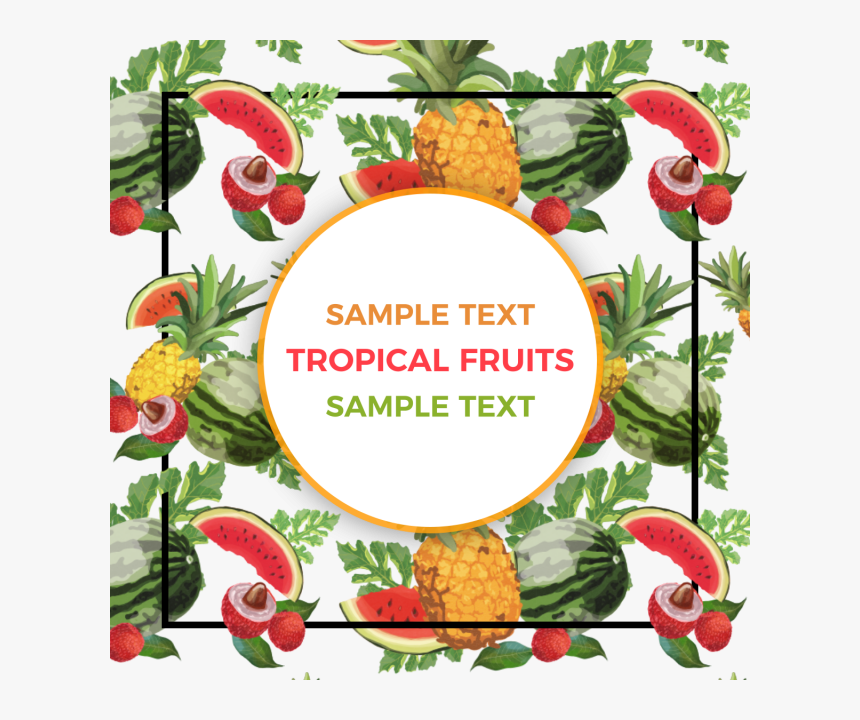Tropical Watercolor Fruits Background Pattern Badge, - Strawberry, HD Png Download