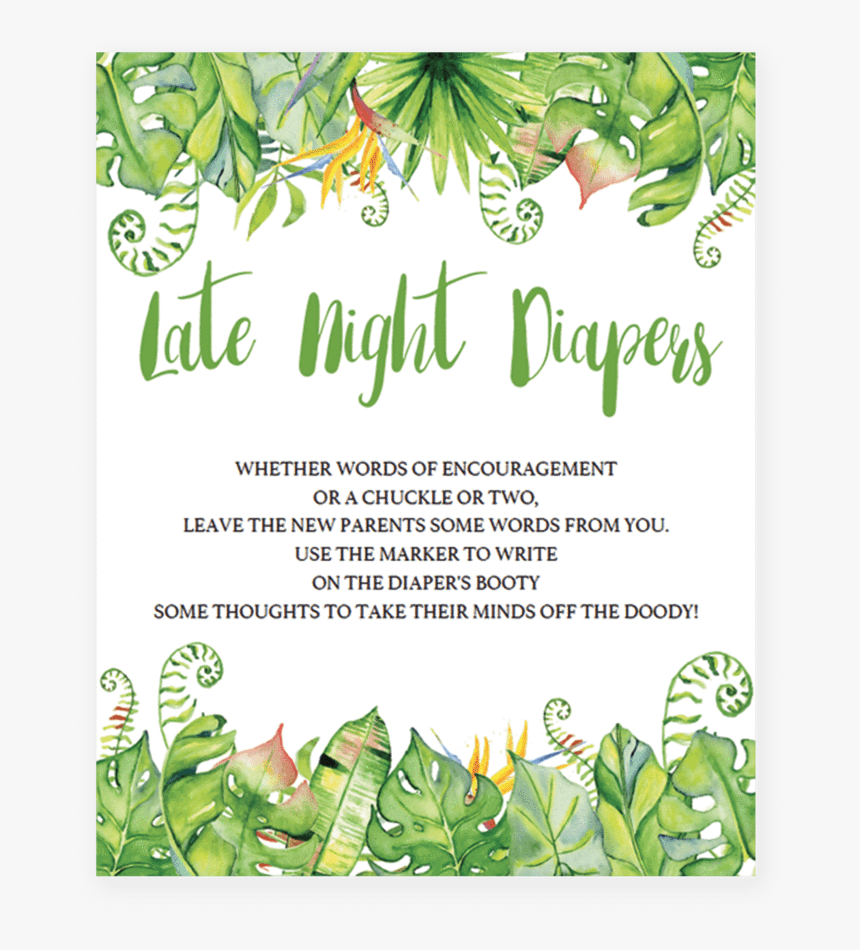 Greenery Vector Green Leaf - Baby Shower Late Night Diaper Thoughts, HD Png Download