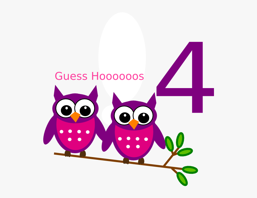 4th Birthday Owl Clip Art - Pink Owl Owl Cute Clipart, HD Png Download