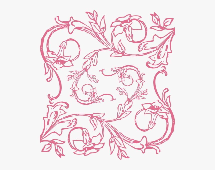 Transparent Swirl Border Clipart - Flower Border Line Pink, HD Png Download