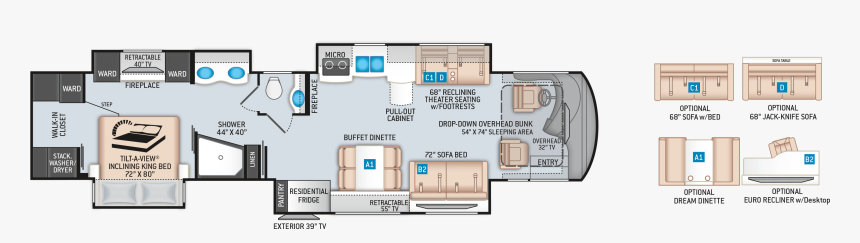 2020 Tuscany 45ja Floor Plan, HD Png Download
