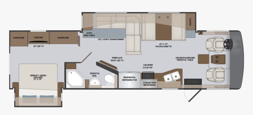 Floorplan 33c - 2019 Holiday Rambler Vacationer 35k Floor Plan, HD Png Download